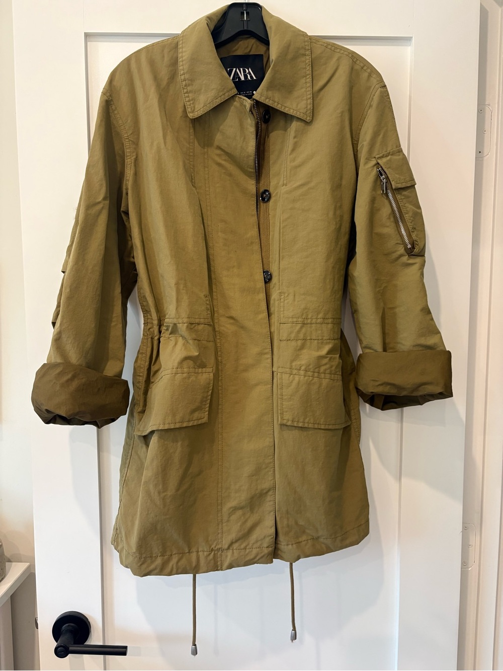 Zara two tone utility jacket, khaki/olive, sz Small, never worn.
